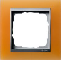 Установочная рамка Gira Event Opaque Оранжевого цвета с промежуточной рамкой "алюминий"