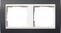 Установочная рамка Gira Event "Антрацит" с промежуточной рамкой белого глянцевого цвета