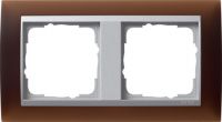 Установочная рамка Gira Event Opaque Темно-коричневого цвета с промежуточной рамкой "алюминий"