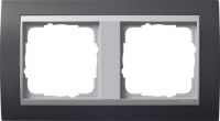 Установочная рамка Gira Event "Антрацит" с промежуточной рамкой "алюминий"