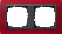 Установочная рамка Gira Event Opaque Красного цвета с промежуточной рамкой "антрацит"
