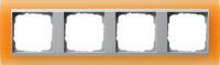 Установочная рамка Gira Event Opaque Оранжевого цвета с промежуточной рамкой "алюминий"