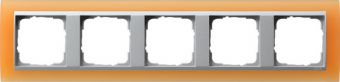 Установочная рамка Gira Event Opaque Оранжевого цвета с промежуточной рамкой "алюминий"
