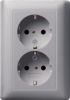 Двойная розетка с заземляющими контактами 16 A 250 В~ с затвором и цельной накладкой