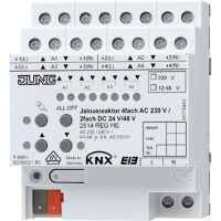 KNX актуатор жалюзи 4 группы AC 110 – 230 В, 2 группы DC 12 – 48 В, 2514 REGHE