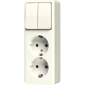 2-gang SCHUKO® socket 16 A / 250 V ~with 2-gang switch 10 AX / 250 V ~, 625 A