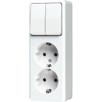 2-gang SCHUKO® socket 16 A / 250 V ~with 2-gang switch 10 AX / 250 V ~, 625 A WW