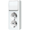 2-gang SCHUKO® socket 16 A / 250 V ~with 1-gang / 2-way switch 10 AX / 250 V ~, 626 A WW