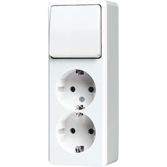 2-gang SCHUKO® socket 16 A / 250 V ~with 1-gang / 2-way switch 10 AX / 250 V ~, 626 A WW