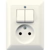 Socket, 2-pole without earth 16 A / 250 V ~with 2-gang switch 10 AX / 250 V ~, AS 5545 EU