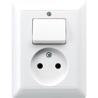 Socket, 2-pole without earth 16 A / 250 V ~with 1-gang/2-way switch 10 AX / 250 V ~, AS 5546 EU WW