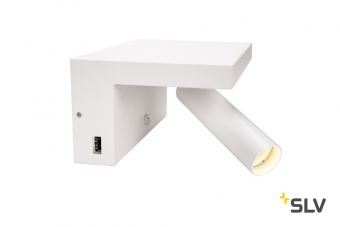 FIDO светильник настенный 6.6Вт с 2х USB (1.5A макс.), LED 3000K, 390лм 3 уровня, 36°, CRI>90, белый