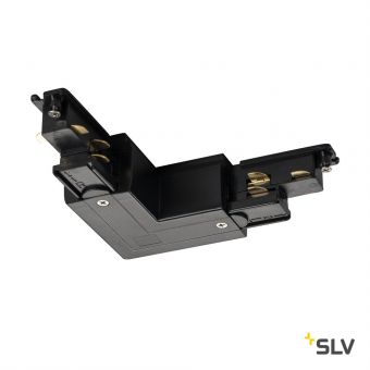 S-TRACK DALI, L-коннектор с разъёмом питания, 16А макс., GND по внешнему углу, черный