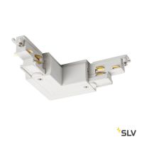 S-TRACK DALI, L-коннектор с разъёмом питания, 16А макс., GND по внешнему углу, белый