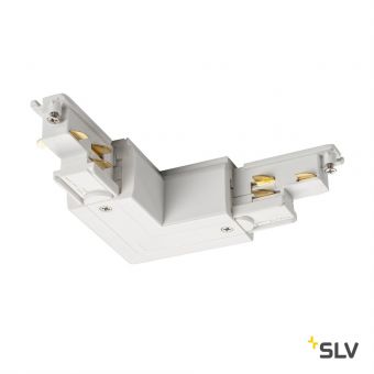 S-TRACK DALI, L-коннектор с разъёмом питания, 16А макс., GND по внешнему углу, белый