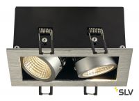 KADUX 2 LED светильник встраиваемый 15Вт с БП и LED 3000К, 1290лм, 2х 38°, матир. алюминий/ черный