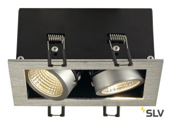 KADUX 2 LED светильник встраиваемый 15Вт с БП и LED 3000К, 1290лм, 2х 38°, матир. алюминий/ черный