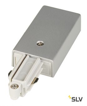 1PHASE-TRACK, разъём питания торцевой, 16А макс., GND слева, серебристый