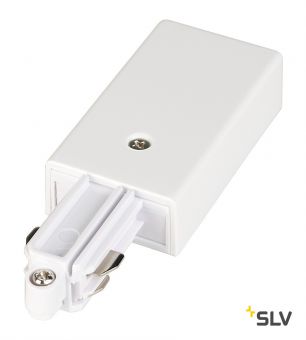 1PHASE-TRACK, разъём питания торцевой, 16А макс., GND справа, белый
