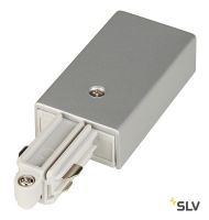 1PHASE-TRACK, разъём питания торцевой, 16А макс., GND справа, серебристый