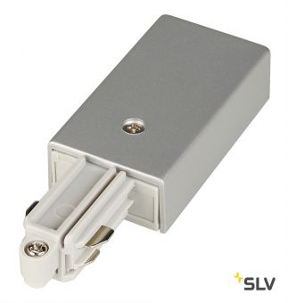 1PHASE-TRACK, разъём питания торцевой, 16А макс., GND справа, серебристый