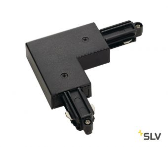 1PHASE-TRACK, L-коннектор с разъёмом питания, 16А макс., GND по внешнему углу, черный