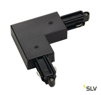 1PHASE-TRACK, L-коннектор с разъёмом питания, 16А макс., GND по внутреннему углу, черный