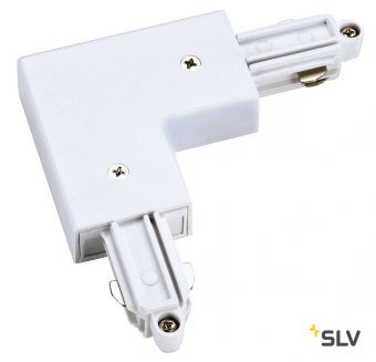 1PHASE-TRACK, L-коннектор с разъёмом питания, 16А макс., GND по внутреннему углу, белый