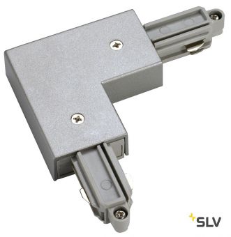1PHASE-TRACK, L-коннектор с разъёмом питания, 16А макс., GND по внутреннему углу, серебристый