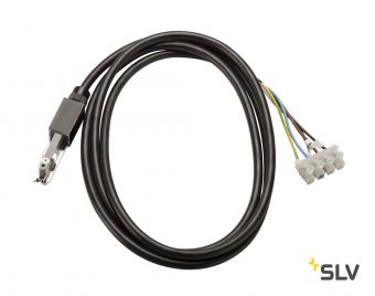 D-TRACK, разъём питания торцевой с кабелем 2м, 230В, 2х 10А макс., черный