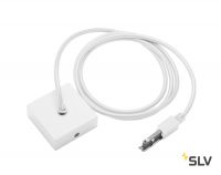 D-TRACK, разъём питания торцевой с кабелем 2м и основанием, 230В, 2х 10А макс., белый