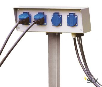 ENERGY-PACK блок подключения на 4 розетки 230B/16A, IP54, шток в грунт 50 см, серый