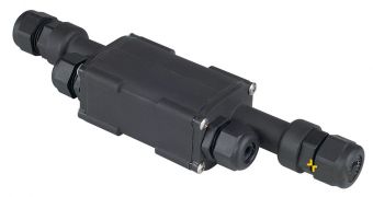 Коробка монтажная IP67 для кабеля диам. 6-13 мм и БП (4х3.5х7 см макс.), 4 входа,  черный