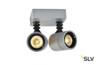 NEW MYRA WL DOUBLE  светильник накладной IP55 для 2х ламп GU10 по 50Вт макс., серебристый