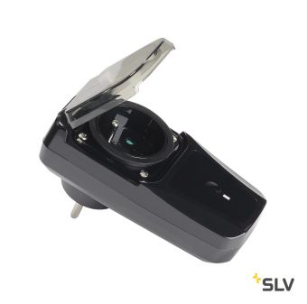 SLV CONTROL BY TRUST, радиовыключатель IP44 с розеткой, 3500Вт макс., стандарт BE/FR, черный
