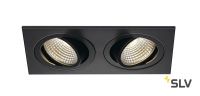 NEW TRIA 155 DOUBLE CS светильник встраиваемый 14Вт с БП и LED 3000К, 1250лм, 2x 38°, черный